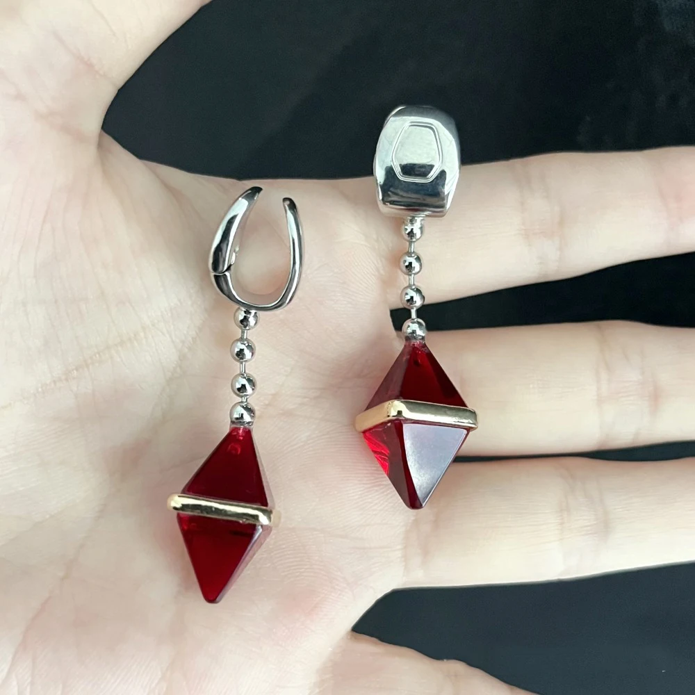 Anime HUNTER×HUNTER Kurapika Ear Clip No Piercing Eardrop Red Zircon Pendant Unisex Gothic Earrings Cosplay Accessories Prop 3