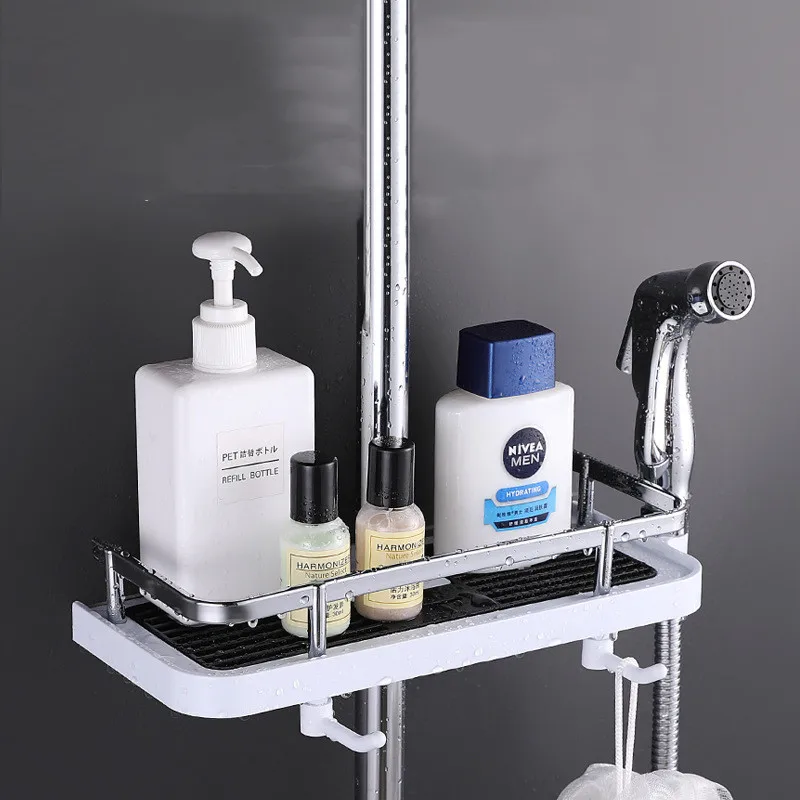 Toilet Storage Rack Bathtub Accessories Bathroom Lifting Rod No Punching Shelf in the Bathroom Support Tray Organization Home