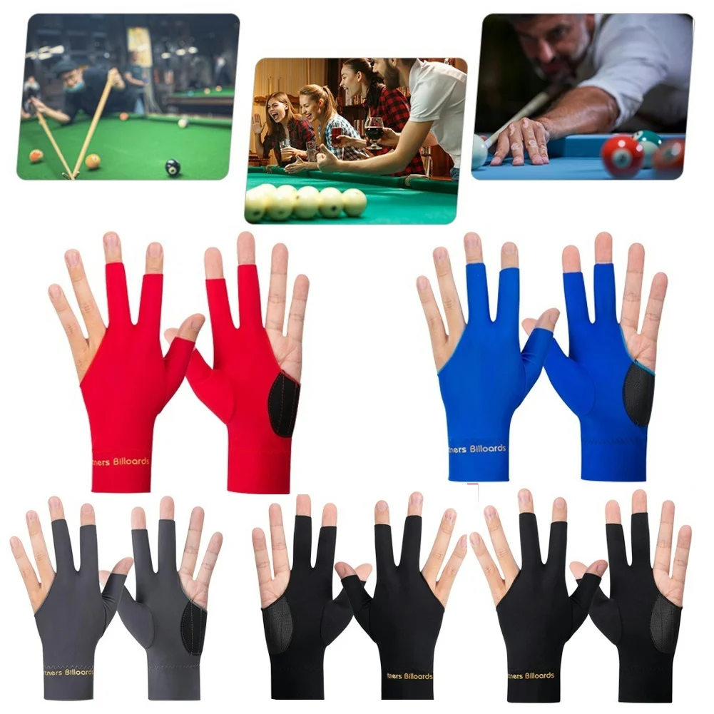 Billiard Gloves Billiard Gloves Open 3 Finger Gloves Anti-Slip Snooker Pool Breathable Billiard Sports Accessories