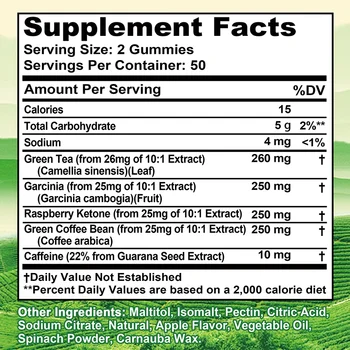 Green Tea Gummies - Belly Fat Burning, Metabolism Boosting, Appetite Suppression, Weight Management 2