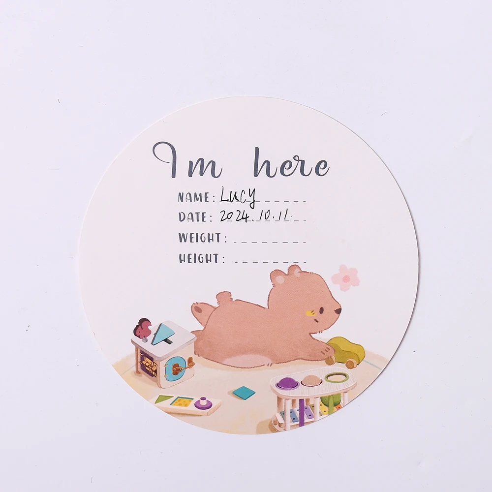 12pc Baby Laufleistung Stück Baby Foto Fotografie Zubehör Neugeborenen Geburtstag Geschenke Souvenir Niedlichen Bären Druck Wachstum Gedenken – Detail 17