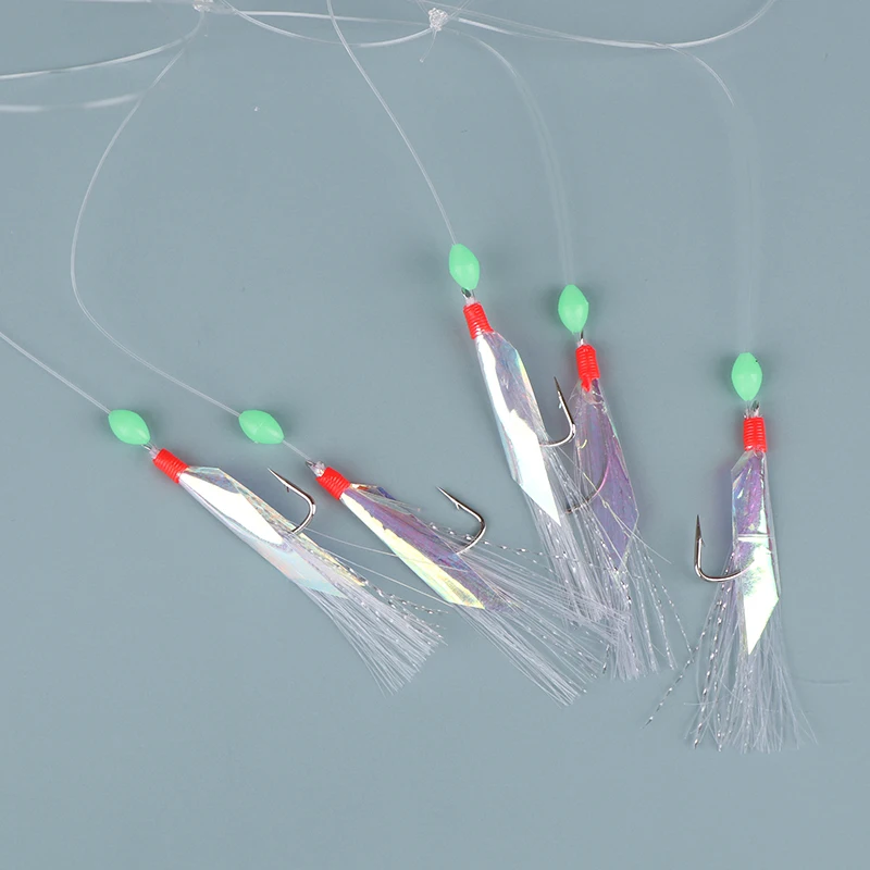 5Pcs/Pack Soft Fishing Lure Rigs Bait Jigs Lure Feather Herring Bait Tool For Mackerel And Deep Sea Fishing Tackle