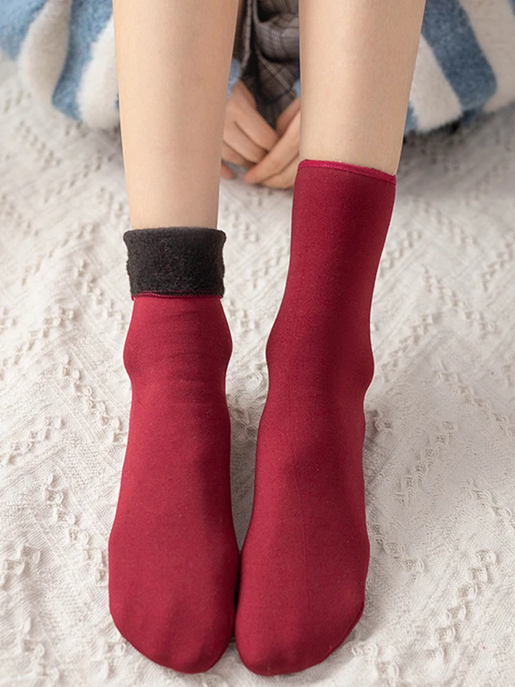 Red Warm Socks Women Sock Color Wine Wine Red Socks Cashmere