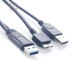 Dual Power USB 3.0 High - Speed Data Transfer Cable (Black)