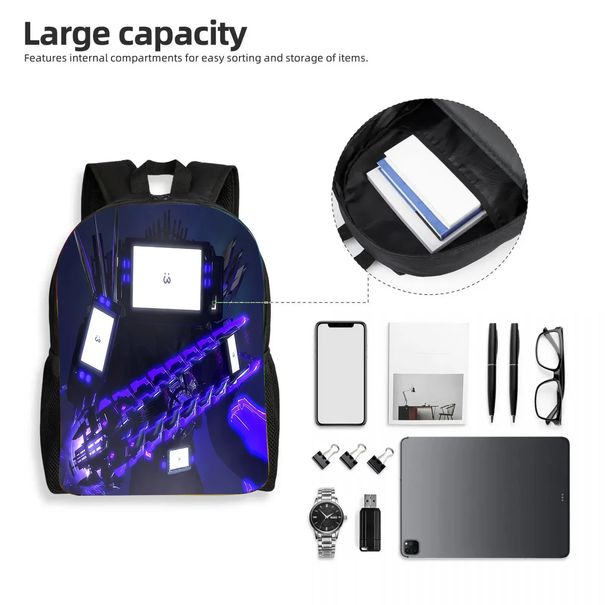 Skibidi Toilet School Bag for Boys  Skibidi Camera Man Children Backpack,Light Weight and Durable Titan TV Man Kids Bags