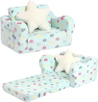 Toddler Couch, 2-in-1 Toddler Soft Couch Fold Out with Star Pillow, Convertible Sofa to Lounger for Girls and Boys 2