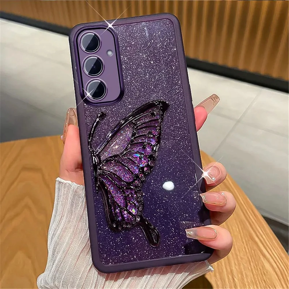 Quicksand Butterfly Glitter Stand Silicone Phone Case