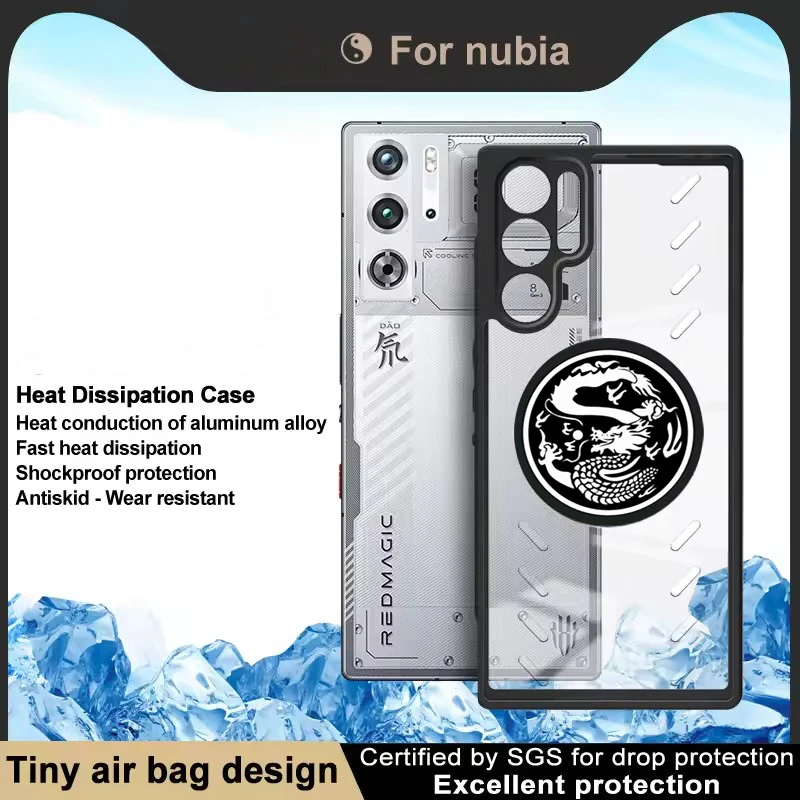 Magnetic Cooling Case with Dragon Pattern - Shockproof Transparent Design