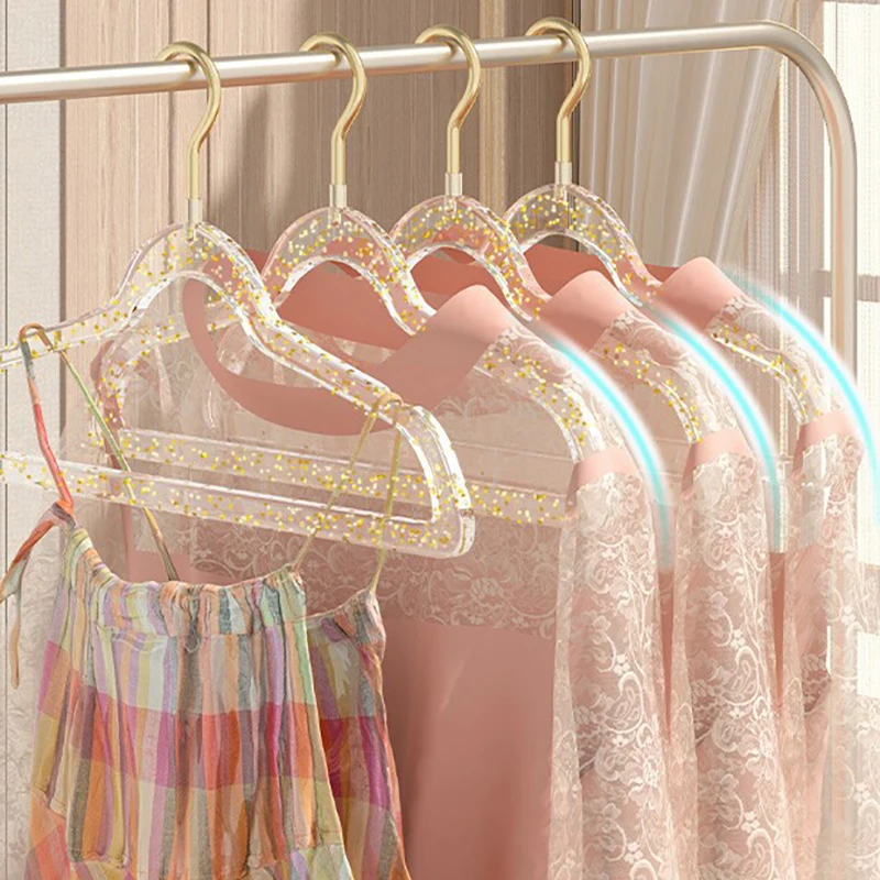 5 pieces Clothes Rack Women's Traceless Household Transparent Plastic Clothing Store Gold Powder Drying Rack 2