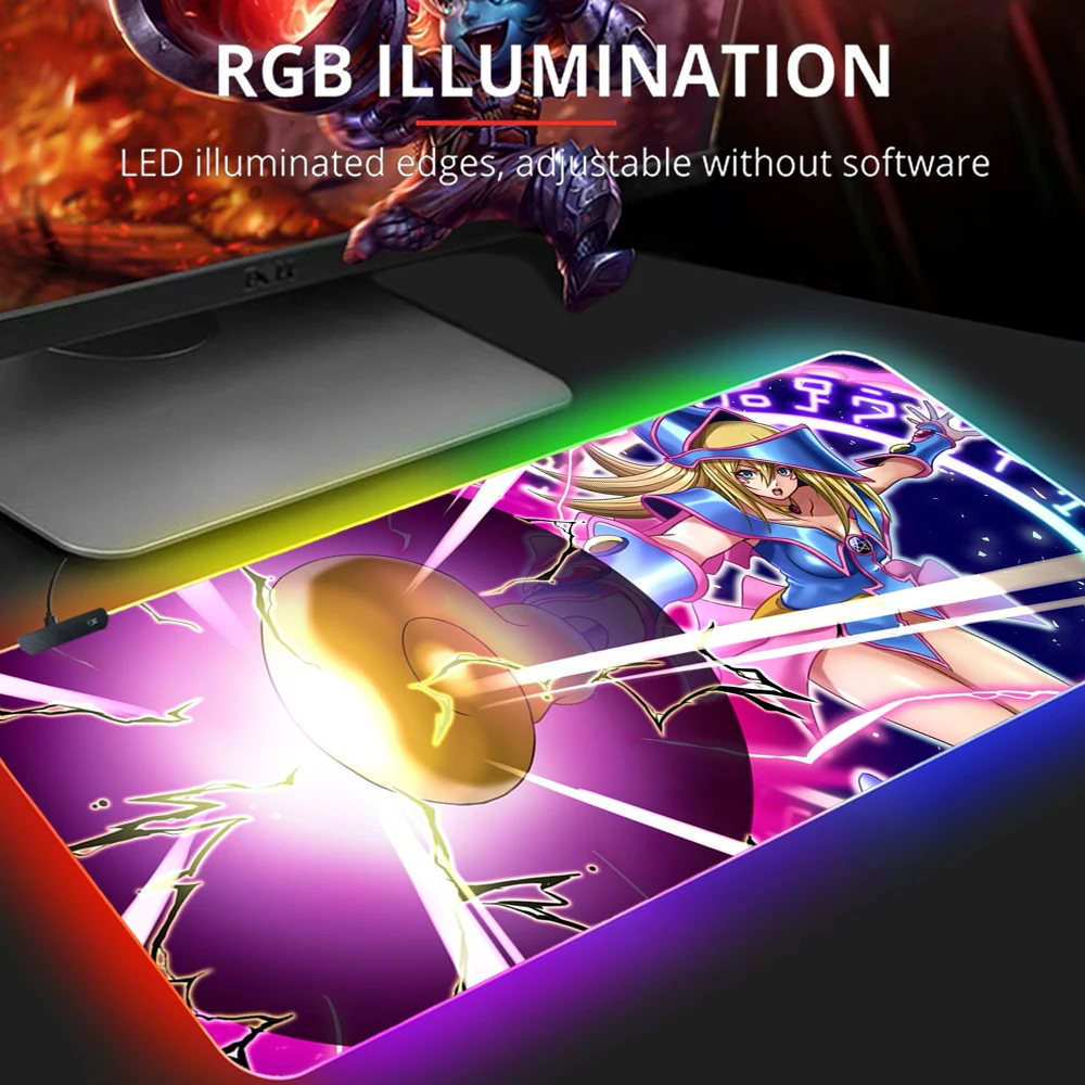 RGB Anime Mousepad Gamer Yu Gi Oh Dark Magician Girl Mouse Pad Gaming