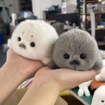 Soft Grey Seal Plush Keychain 1