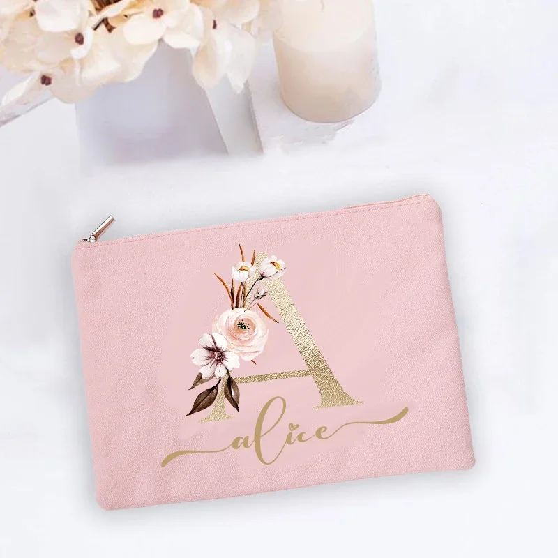 Personalized Custom Name Makeup Bag Bridesmaid Lipstick perfume