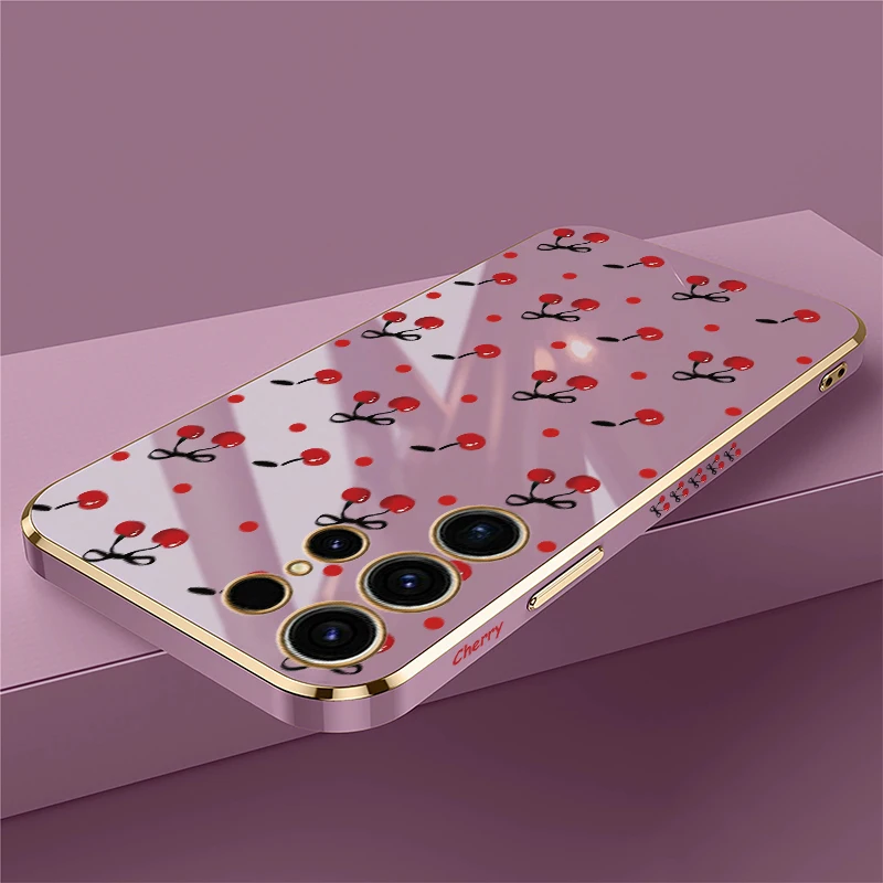 Fashion Cherry Bow Pattern Plating Silicone Phone Case