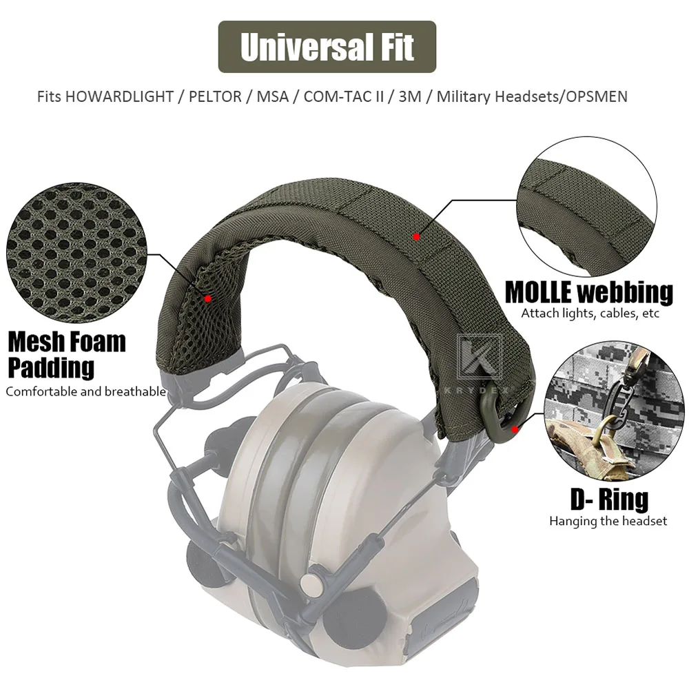 KRYDEX Tactical Modular Headset Cover Earmuff Headphone Stand Protection Cover MOLLE Protection Case Hunting Accessories 2