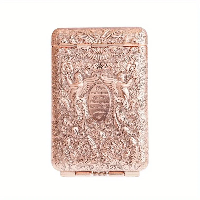 Vintage Hand-Carved Metal Cigarette Storage Box and Holder