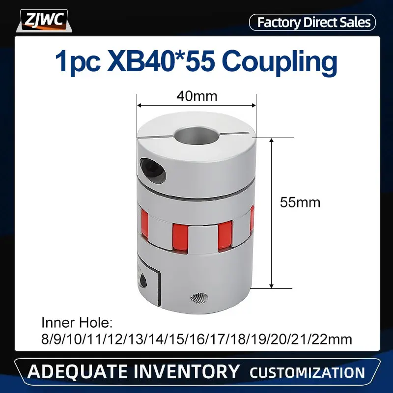 Shaft Coupler Flexible Coupling Shaft Connector 1pc XB D40L55 Three Jaws Couple Aluminium Plum Flexible Shaft Coupling Motor Connector CNC Flexible Couplings 8/9/10/12-22mm