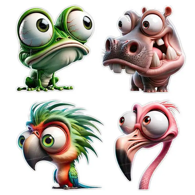 Funny Cartoon Animals Big Eyes Frog Wall Stickers For Bathroom Toilet Refrigerator Home