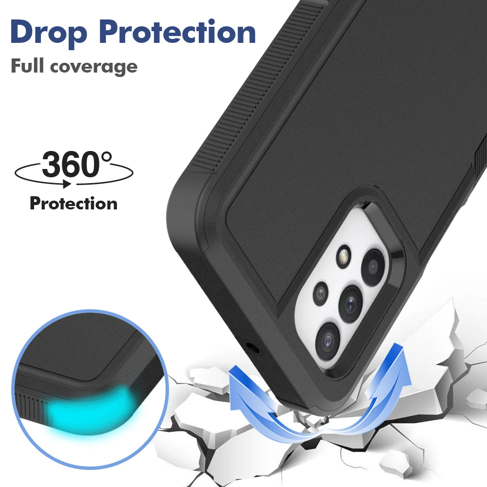 삼성 갤럭시 A32 5G / A32 4G 전화 커버용 하이브리드 갑옷 케이스 2in1 TPU/PC 쉘 듀얼 레이어 하드 강력한 충격 방지 보호