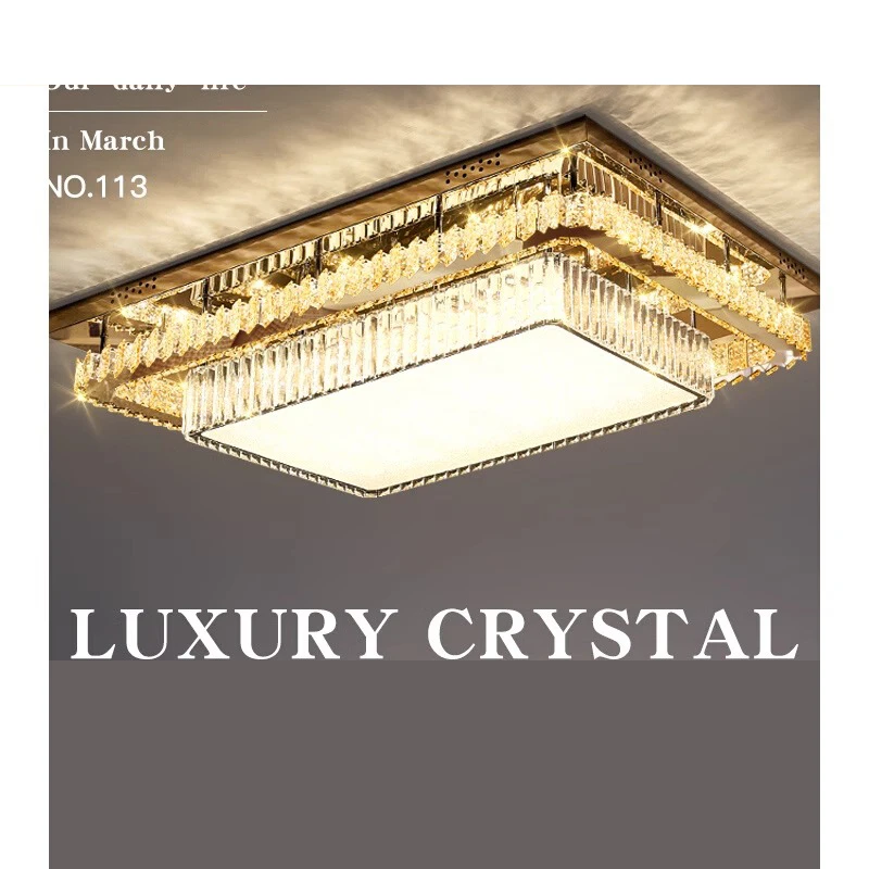 

Modern Ceiling Light Crystal Led Round Rectangle Ceiling Chandelier Living Room Bedroom Decoration Home Cristal Lustres Casa