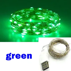 Enchanting USB LED String Lights with Copper Silver Wire - Waterproof Fairy Lights - 1m-By USB (Green)