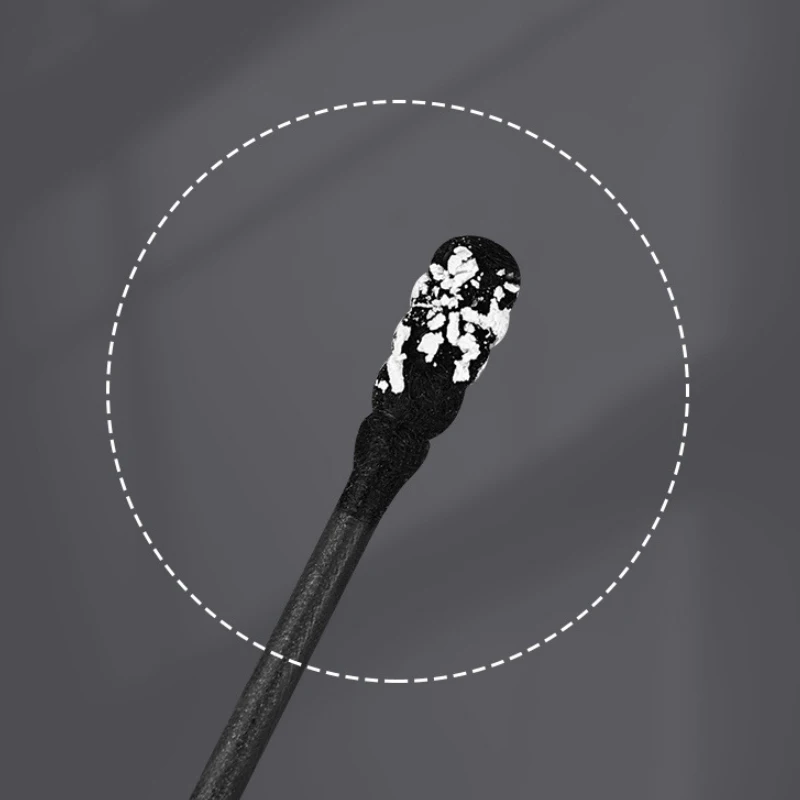 100Pcs/Box 2-in-1 Ear Digging Spoon Double Ended Cotton Stick Spiral Ear Cleaner Disposable Cleaning Black And White Cotton Swab 5
