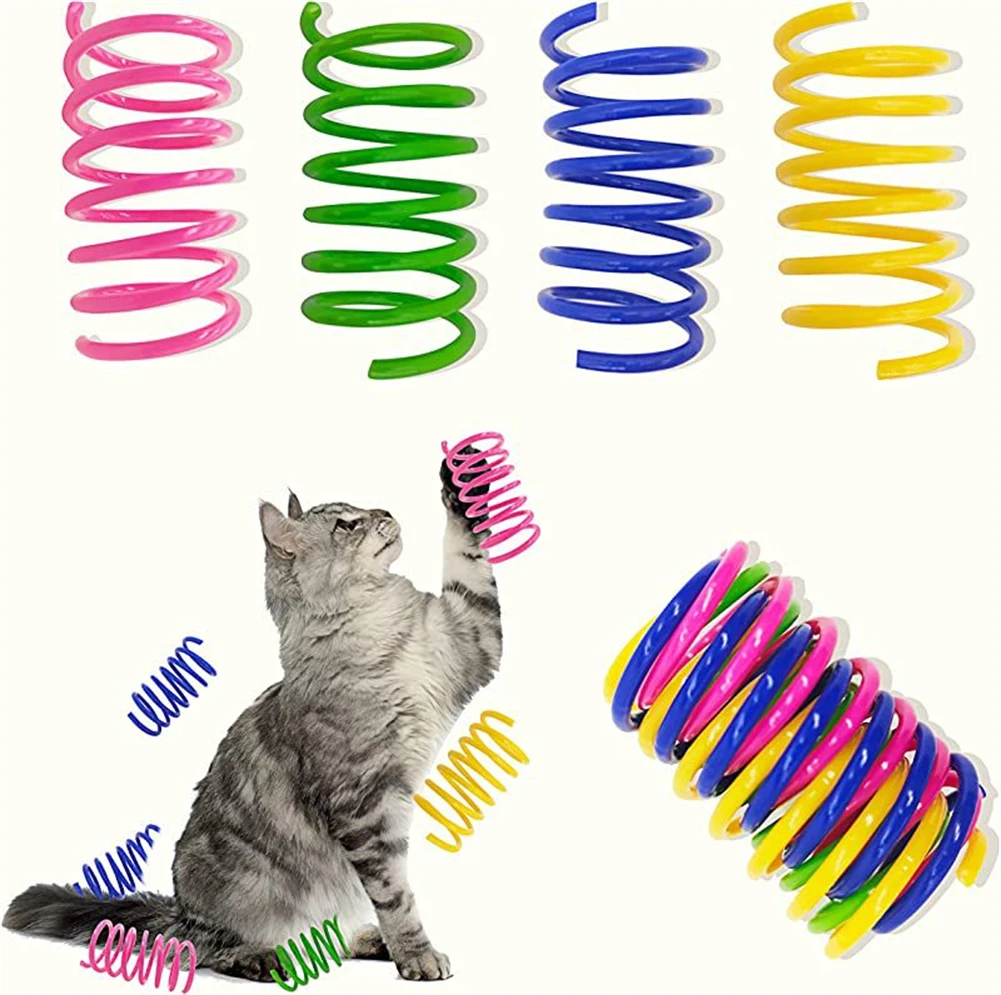 

Color Plastic Spring Cat Interactive Toy Wide Durable Heavy Gauge Colorful Coil Spiral Springs Pet Kitten Catch Training Toys