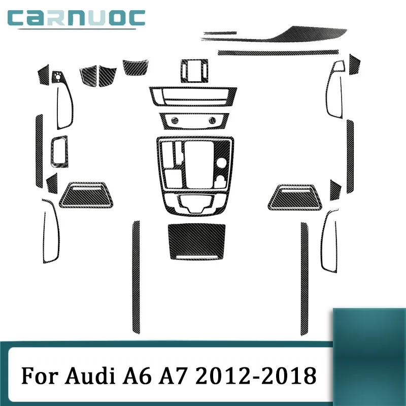 

For Audi A6 A7 2012 2013 2014 2015 2016 2017 2018 Carbon Fiber Car Interior Decorative Accessories Black Various Parts Stickers