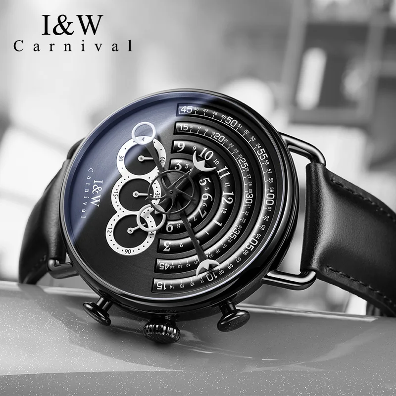 Carnival Brand IW High-End Series Fashion Quartz Watch for Men Luxury Leather Strap Waterproof Multifunctional Chronograph Watch addies dive man high quality watch leather belt timing clocks multifunctional chronograph diving quartz watch relogios masculino