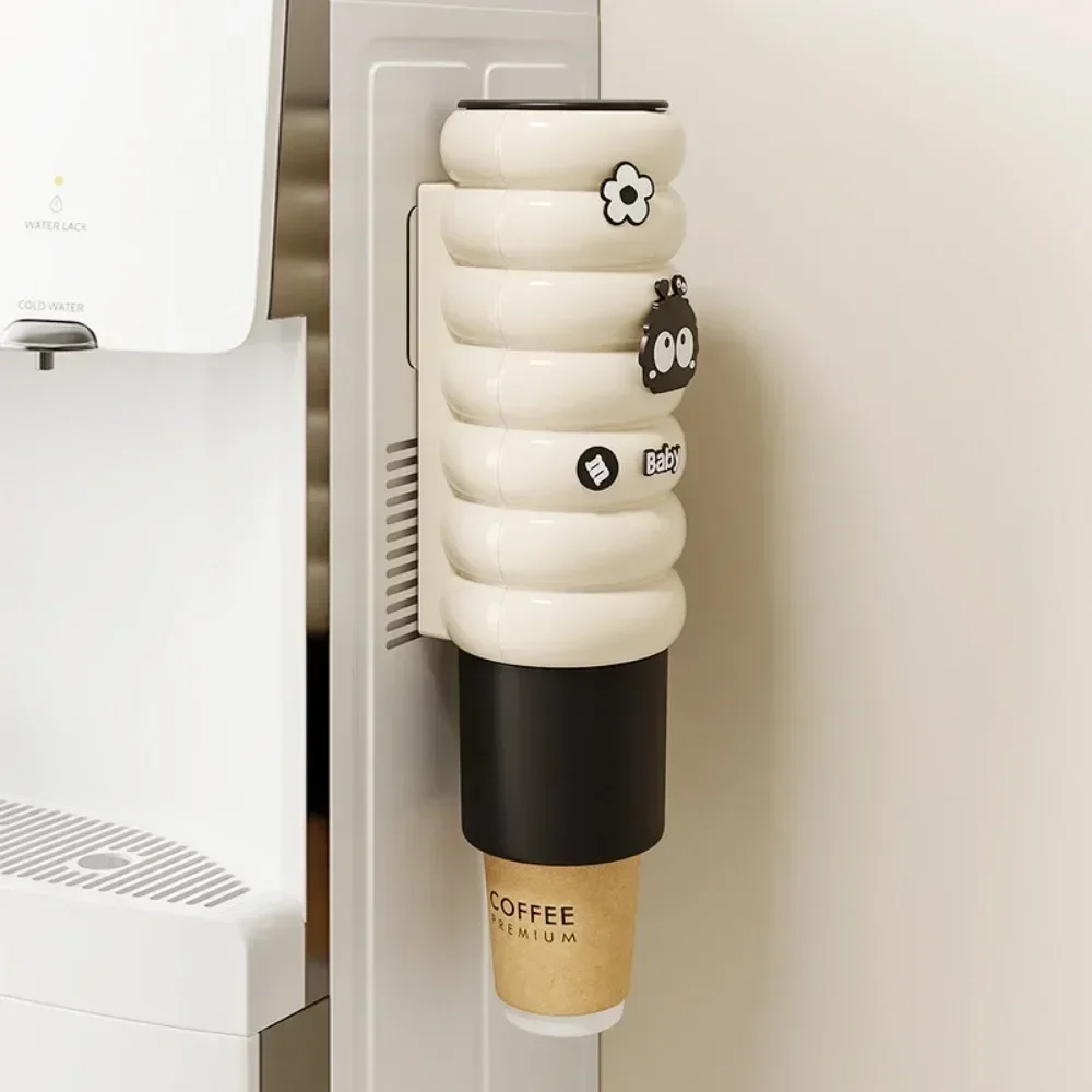 New Cartoon Wall Mounted Water Cup Holder, Disposable Cup Picker, Plastic Storage Rack, Household Shelf without Drilling