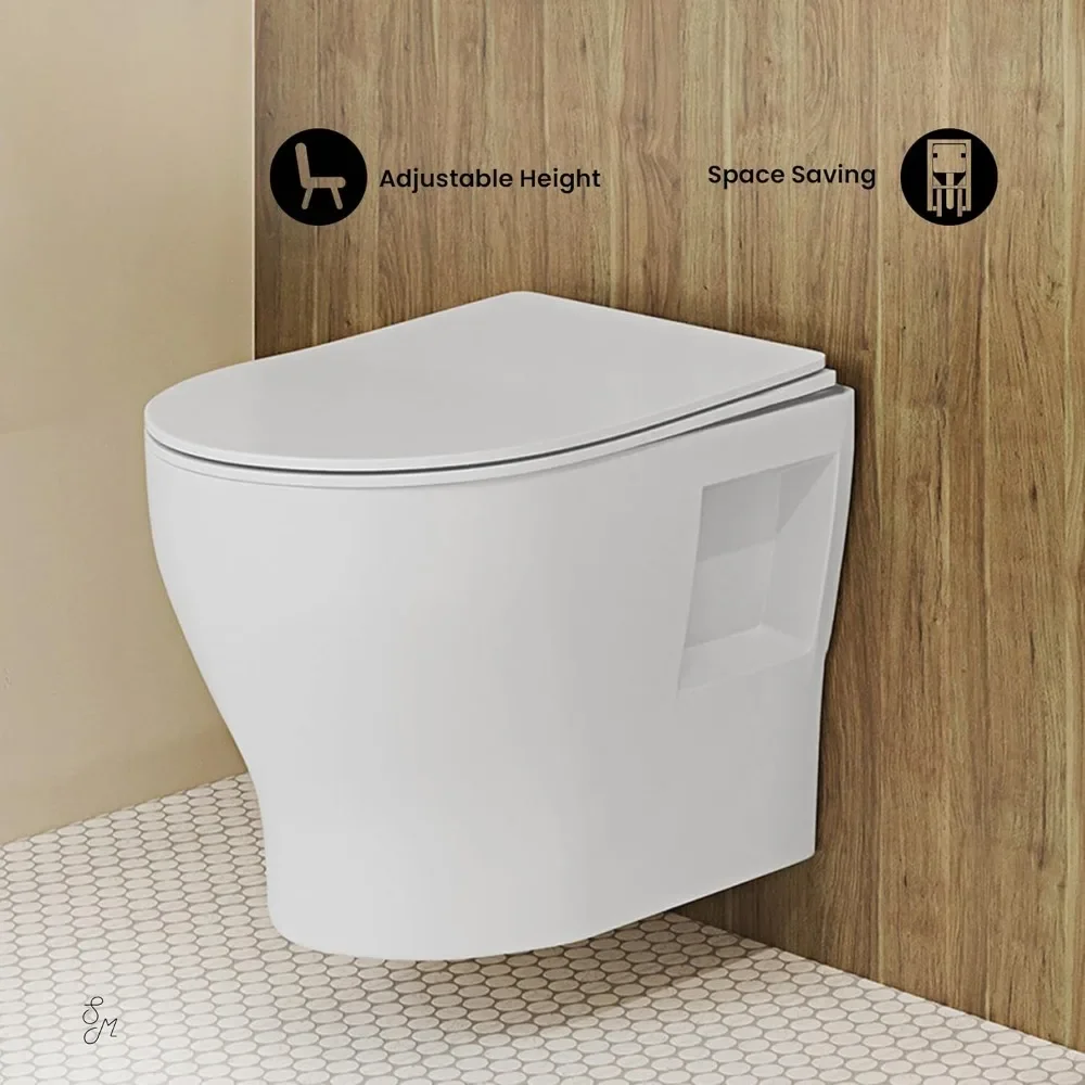 NEW-Ivy II Wall-Hung Elongated Toilet Bowl Glossy White