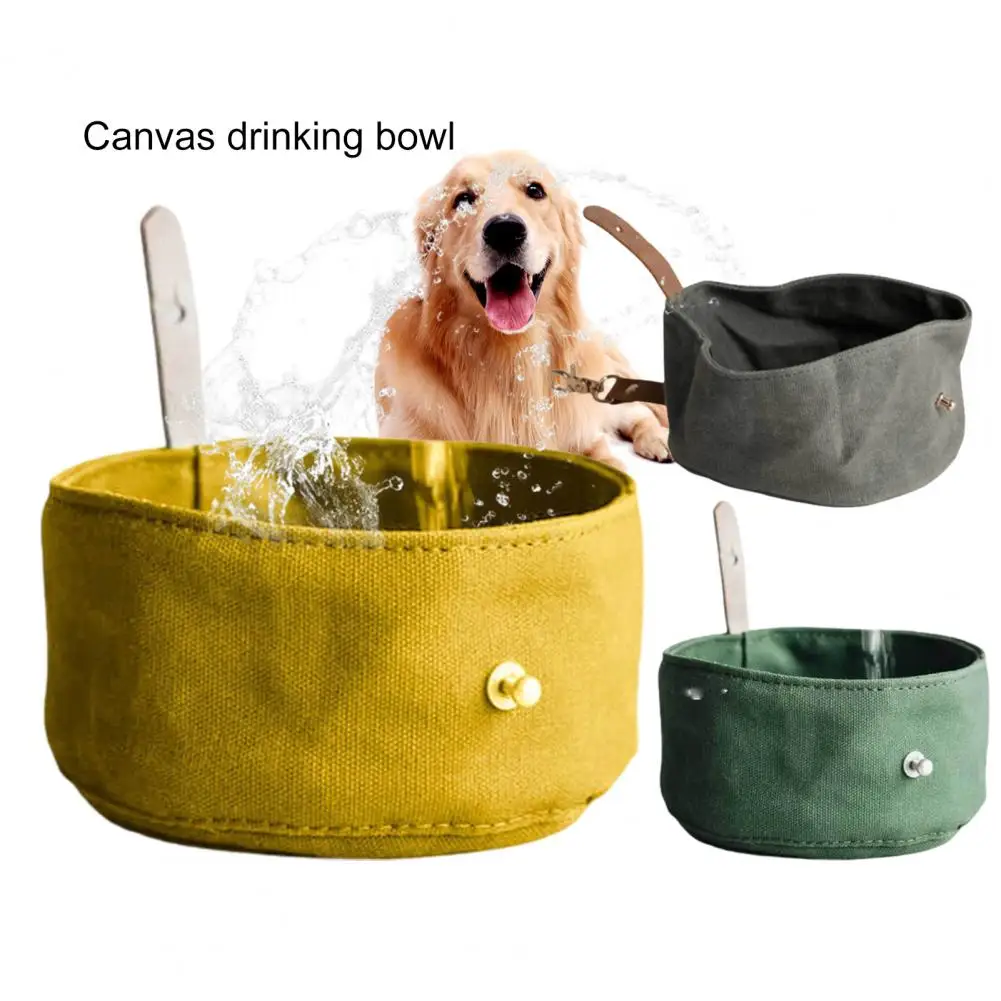 

Canvas Feeding Bowl Practical Travel Portable Dog Food Container Feeder Dish Bowl Long Lasting Dog Food Bowl