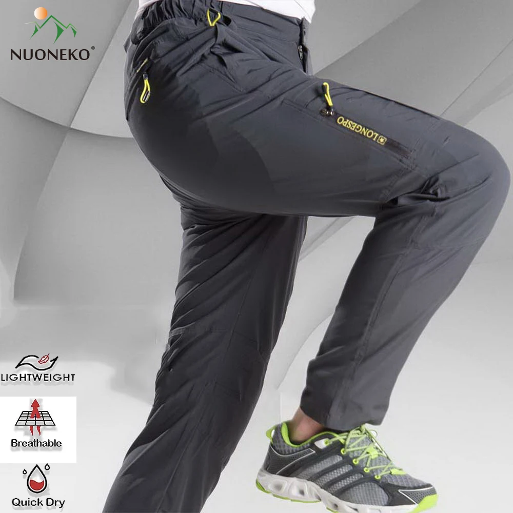 NUONEKO Stretch Hiking Pants Men Summer Breathable Quick Dry Outdoor Pants Mens Mountain Climbing Fishing Trekking Trousers PN44 men hiking pants