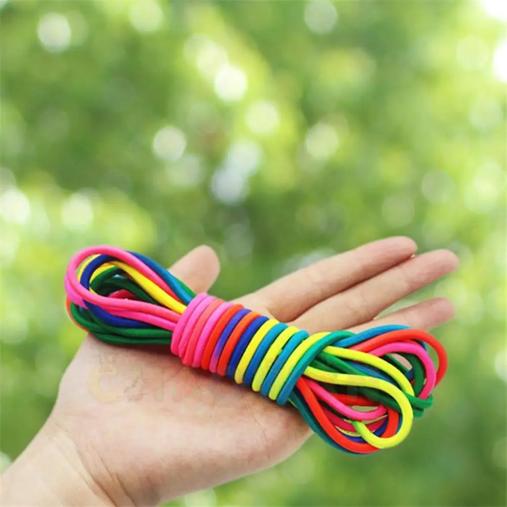 2/7/10M Jump Rope Adjustable Highly Elastic Interactive Polyester Rainbow Rope Rubber Band Toy Team Fitness Equipment For Kids