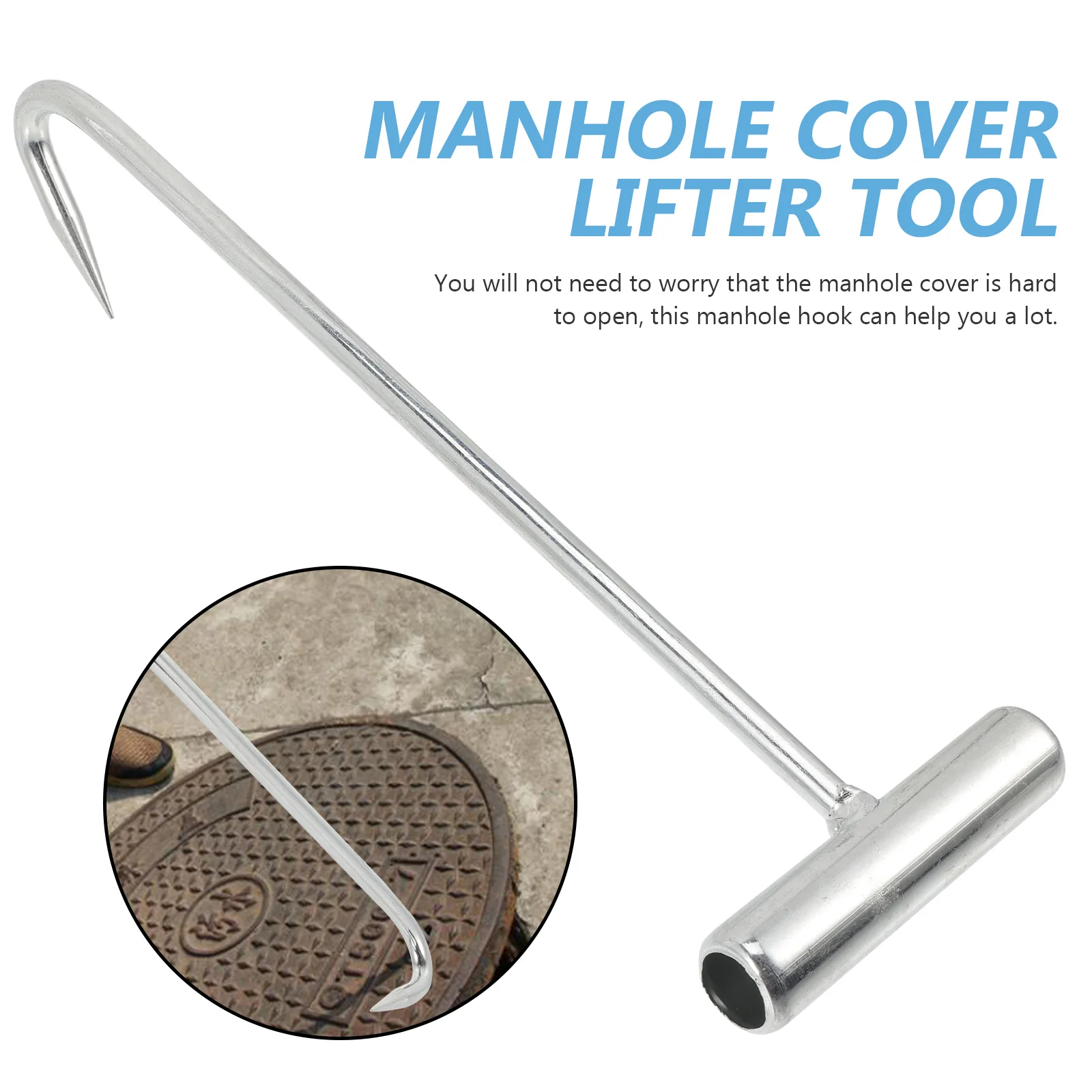 

T Shaped Hook Manhole Hook Metal Meat Boning Hooks Heavy Duty Pull Hook Drain Grate Lifter Lifting Tool