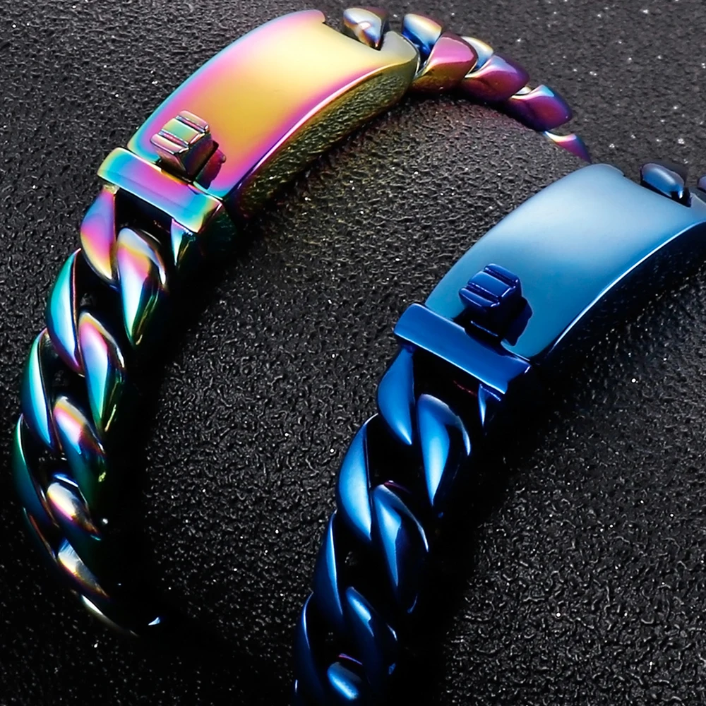 TINGN Bracciale Uomo In Acciaio Inossidabile 316L Con Croce, Catena Cubana, Regalo Per Padre, Fidanzato, Marito