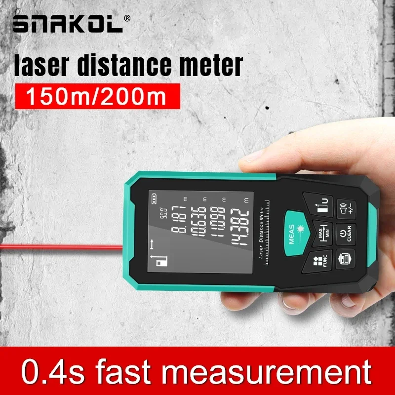Snakol Laser Distance Meter 150M/200M Professional Laser Tape Measure Rangefinder Measuring Tool Range Finder USB Rechargeable