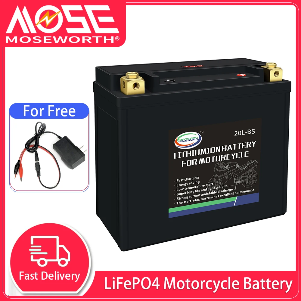 20L-Bs 12V Lifepo4 Batteria Per Moto Con Caricabatterie 620Cca 12Ah Batteria Al Litio Ferro Fosfato Jump Starter Moto Scooter Elettrico