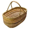 Vegetables Basket Hand Shopping Storage Baskets Garden Hod Fruit Open Bamboo Weaving 1