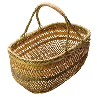 Vegetables Basket Hand Shopping Storage Baskets Garden Hod Fruit Open Bamboo Weaving 1