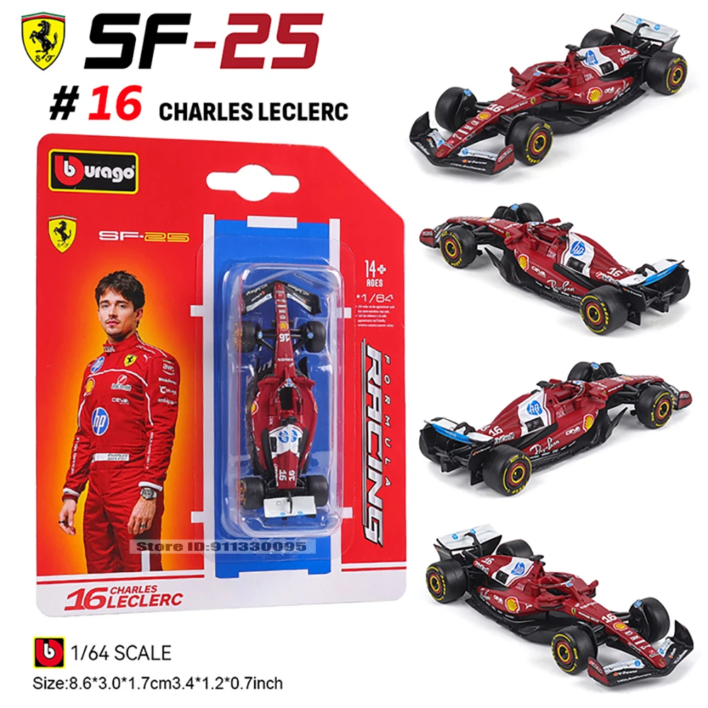 Bburago 1:64 2025 F1 Scuderia Ferrari HP SF25 # 16 Leclerc # 44 Hamilton alliage voiture moulé sous pression modèle jouet à collectionner