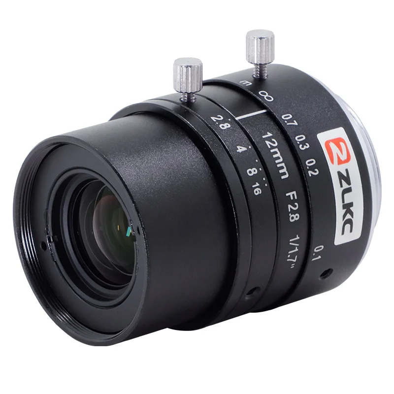 ZLKC 1/1.7인치 12mm 카메라 렌즈 C-마운트 머신 비전 렌즈 F2.8 수동 아이리스 12MP 고해상도 fa 광각 렌즈