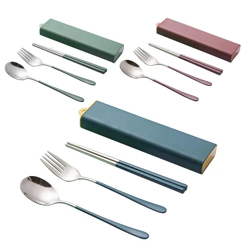 

Stainless Steel Fork and Spoon Combo high quality kitchen Utensils with Box Durable Stylish Chopstick Set for Restaurant Home