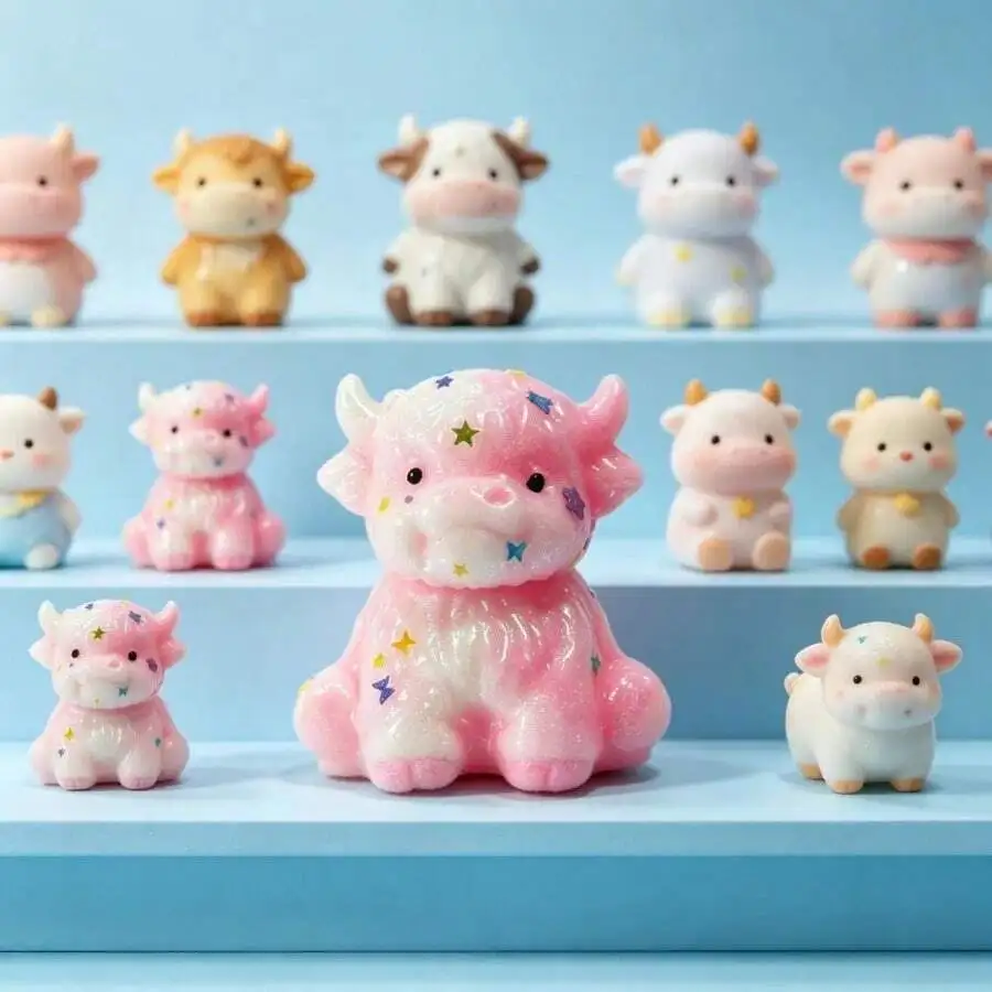 A Silicone Toy Designed To Relieve Stress, Shaped Like A Cow, Soft And Squeezable, Suitable For Ornaments (Pink) 2