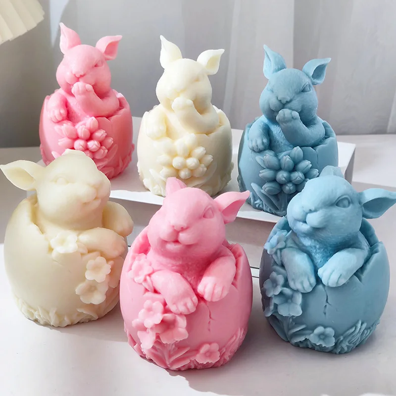 Sun Flower Egg Rabbit Candle Silicone Mold Tulip Bunny Soap Resin Plaster Making Mould Ice Chocolate Baking Set Home Decor Gifts