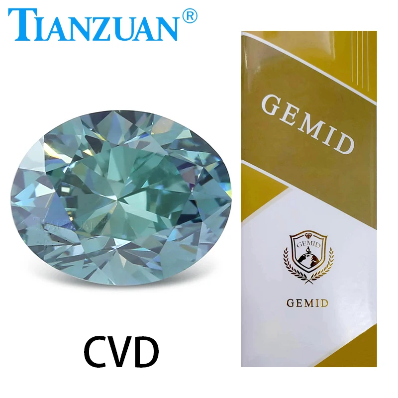 

Lab Grown Diamond CVD Oval Shape Fancy Intense Green Color 1CT VS1 2EX Loose Gemstone Bead with GEMID Certified