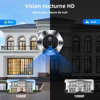 Sonnette de porte avec caméra judas WiFi Smart Life Tuya 140 °   Détecteur de mouvement PIR à batterie 1080P 5000mAh, visionneuse numérique IR, conversation bidirectionnelle 4