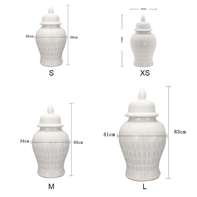 Nordic White flower vase Home Living Room Decoration Ceramic General Jar Tea Seal Jar Ceramic Storage Jar home decoration 6