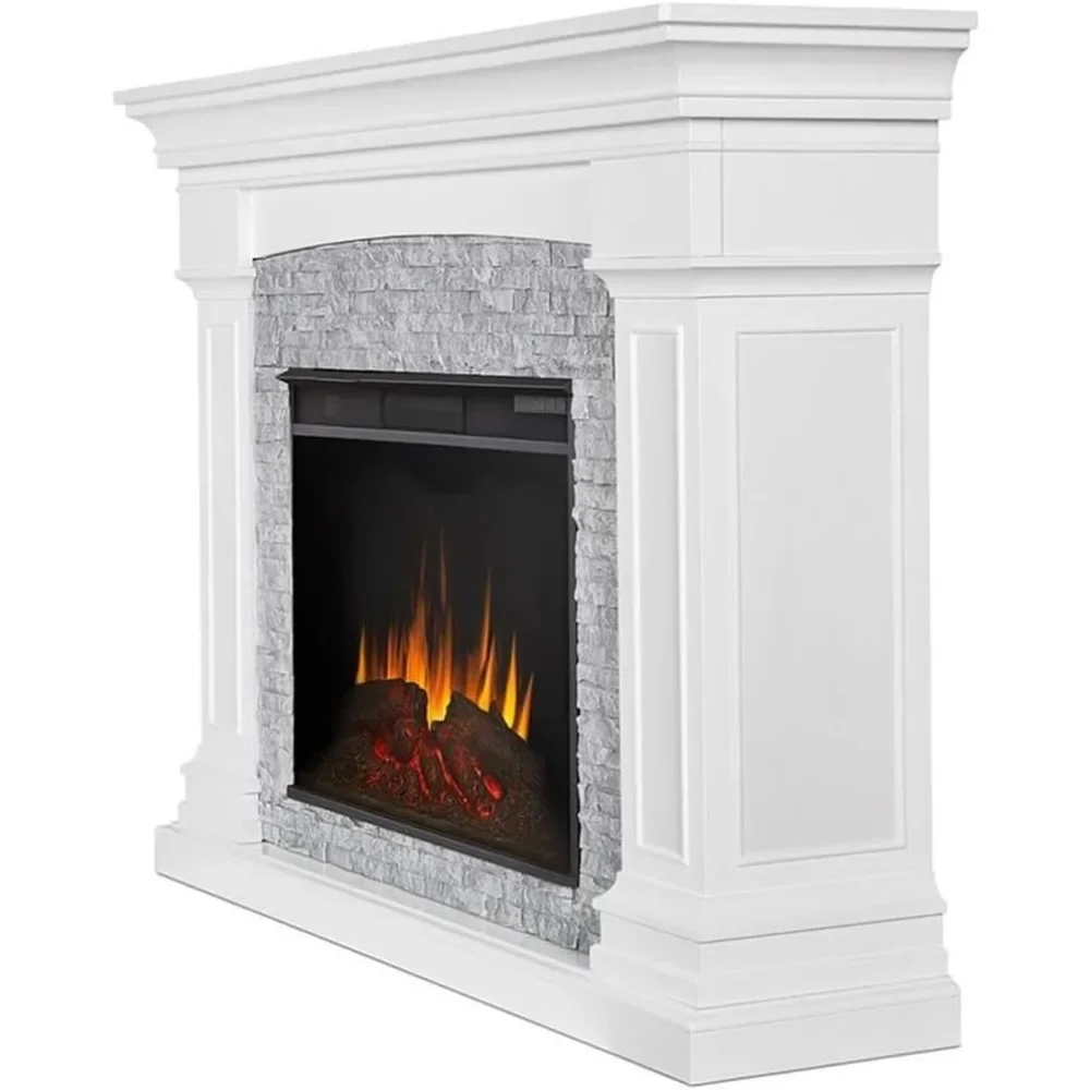 Deland Grand Electric Indoor Fireplace with Remote Control, Realistic Infrared Fireplace with Heater 5