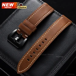 Elegant Vintage Leather Smartwatch Wristband Accessory - Unisex Sport Bracelet - 22mm (Brown Black)