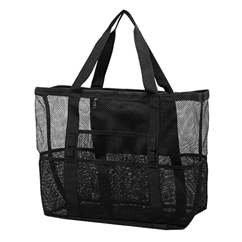 

Large Capacity Mesh Beach Tote Bag Handheld Lunch Bag Bath Bag Food Drink Travel Storage Bag Useful Shoulder Bag 1 PCS